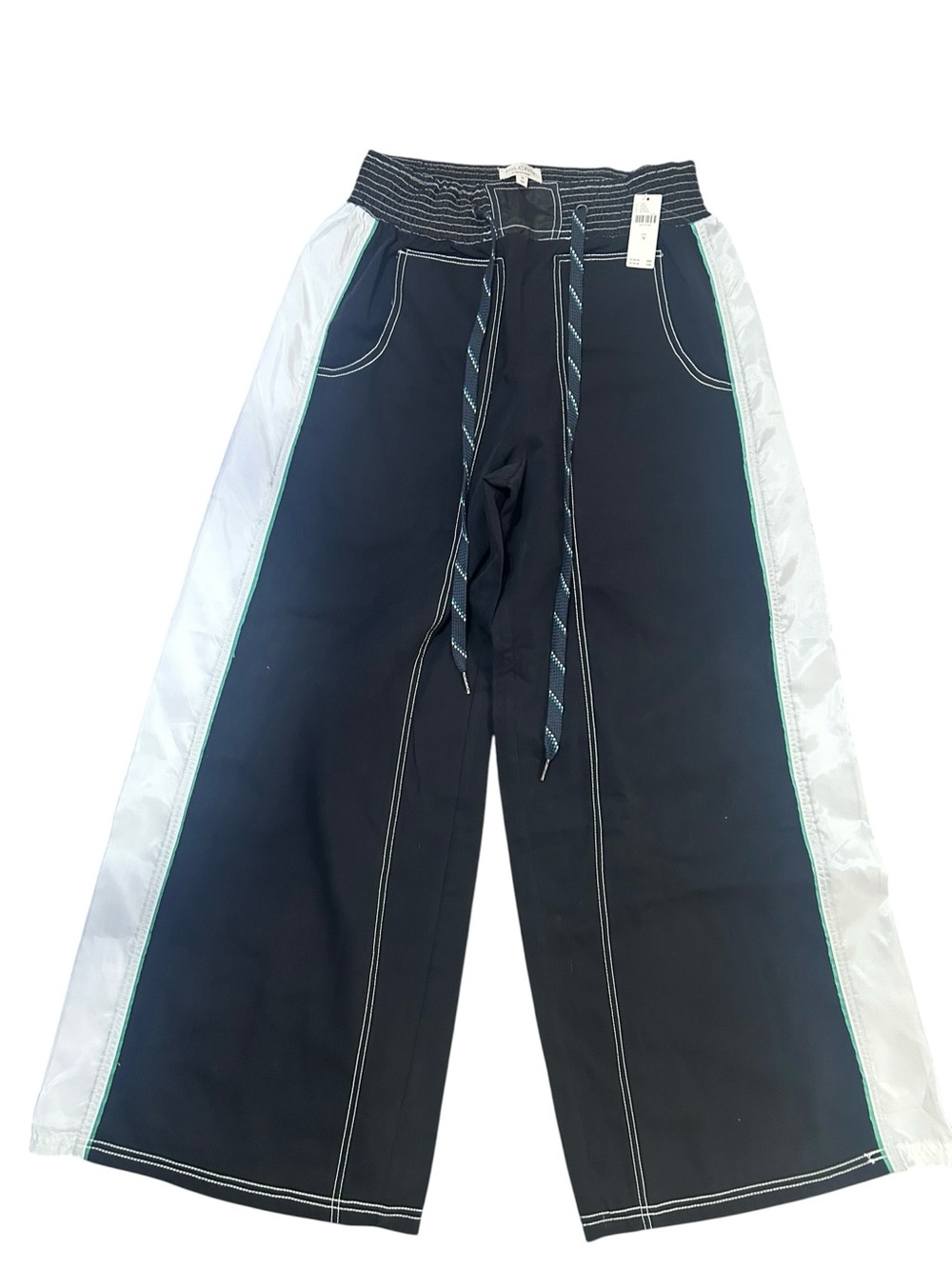 Anthropologie Pilcro Reworked Wide-Leg Sport Pants /black white statement pants - Picture 3 of 6